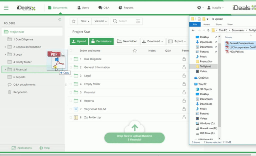 drag-and-drop data room 